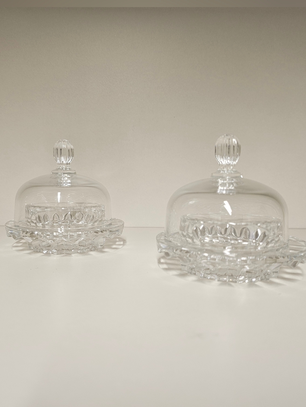Vintage Mikasa Salina Crystal Covered Butter Dishes with Domed Lid - Qty 2
